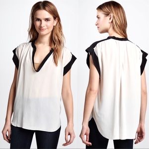 Rebecca Taylor 100% silk 2 Tone U-Neck Tee, size 4